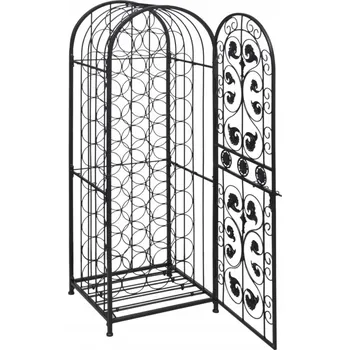 Stojan na víno Stojan na 45 lahví vína, kované železo, černý, 45x35,7x133,5 cm