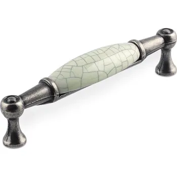 Nábytkové kování 12939 úchytka ERIKA rozteč 96mm starostříbro. porcelán (Nábytková úchytka ERIKA s roztečí 96 mm. Praktický doplněk do interiéru.)