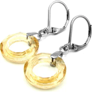 Náušnice RajSperku Dámské náušnice z chirurgické oceli kroužky šampaň krystal elegantní dárkové balení zdarma