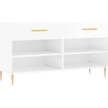 Lavice na boty se zásuvkami a policemi, bílá, 102x35x55 cm