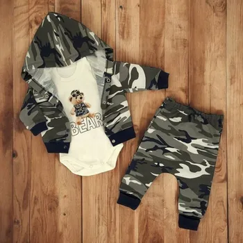 Kojenecká souprava 3-dílná dětská souprava body, mikina, tepláky Army Bear 68/74 (6-9 m)