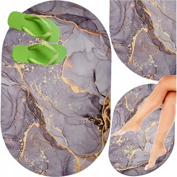 Koupelnová předložka Koupelnová předložka šedá kaučuková oválná 40x60 cm protiskluzová