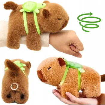plyšák PLYŠOVÁ KAPYBARA NA RUKU ZAPÍNÁNÍ NA ZÁPĚSTÍ S VRTÍCÍM OCÁSKEM PLYŠOVÁ HRAČKA