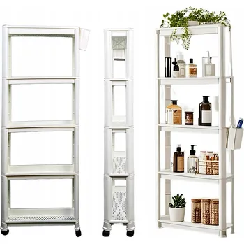 Knihovna Ložnice POLICOVÁ KUCHYŇSKÁ SKŘÍŇKA NA KOLEČKÁCH 5 STUPŇOVÁ KNIHOVNA S HÁČKY