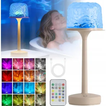 Lampička NOČNÍ LAMPA STOLNÍ RGB LED DOTYKOVÁ BEZDRÁTOVÁ 16 BAREV S PROJEKTOREM