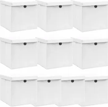 Úložný box Skládací Úložné Boxy s Víky, Netkaná Textilie, Bílé, 32x32x32 cm