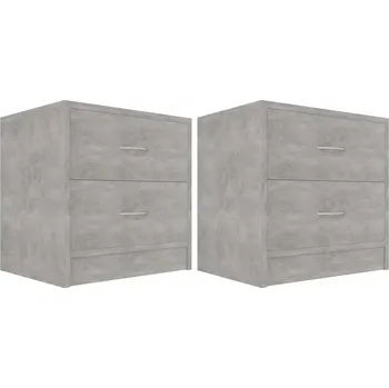 Noční stolek Noční stolek z dřevěného kompozitu, šedá betonu, 40x30x40 cm, 2 zásuvky