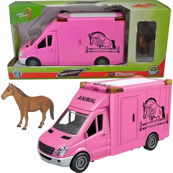 autíčko CITY SERVICE CAR - 1:14 Transport koní - růžový