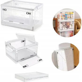 Úložný box Box Skládací kontejner 27L s klapkou, kolečka Plastové knihy velké bílé