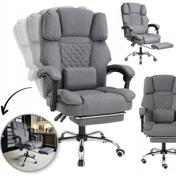 Otočné křeslo Ecarla šedé s podnožkou a masážní funkcí