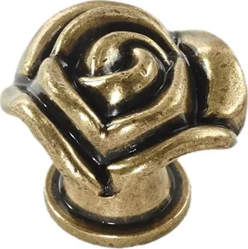 Nábytkové kování 91093 knopka růže 33mm, staromosaz (Nábytková knopka o průměru 33 mm v povrchu mosaz. Vhodné řešení pro nábytek v interiéru.)