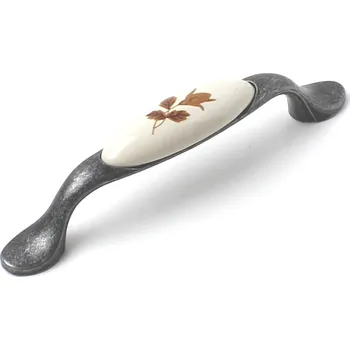 Nábytkové kování 81044- úchytka starostřbro 96mm porcelán. podzim (Nábytková úchytka s roztečí 96 mm. Praktický doplněk do interiéru.)