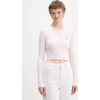 Dámský svetr Dětský kardigan Tommy Jeans DW0DW22023 růžová 03X, vel. S