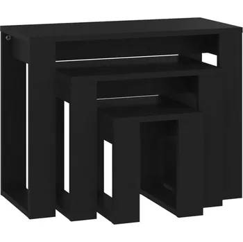 Konferenční stolek Sada 3 černých zasouvacích stolků z dřevěného materiálu, 61x28x47 cm, 43x28x37 cm