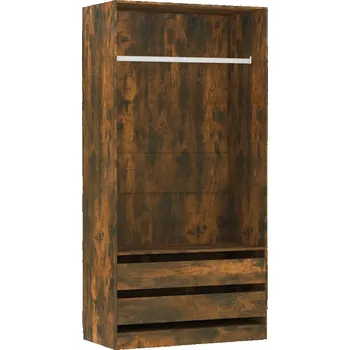 Šatní skříň Skříň z dřevěného materiálu, kouřový dub, 100 x 50 x 200 cm