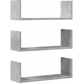 police Závěsné Nástěnné Police, Materiál na bázi dřeva, Šedá Betonu, 58x18x18 cm