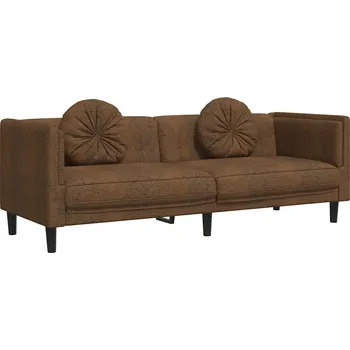 Pohovka Třímístná pohovka z umělé semišové kůže, hnědá, 193,5x77x70 cm