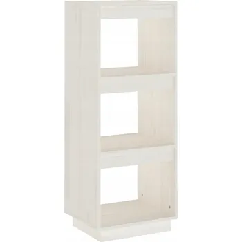 Knihovna Dřevěný Borovicový Regál 3 Police Bílý 40x35x103 cm