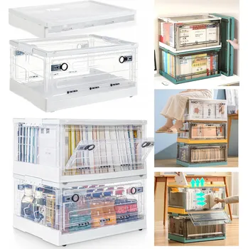 Úložný box Víceúčelové úložné přihrádky s víkem Box Kontejnery čiré bílé s kolečky 40L