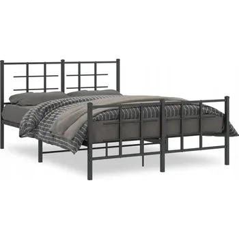 Postel Černý kovový rám postele 196 x 142 x 90 cm s čelem