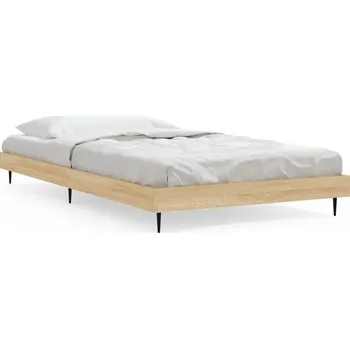 Postel Rám postele dub sonoma 203 x 93 x 20 cm, kovové nohy, překližka