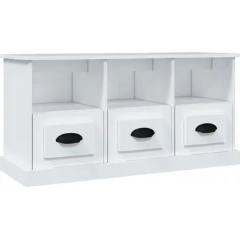 Televizní stolek TV stolek se 3 zásuvkami a přihrádkami, bílý, 100x35x50 cm