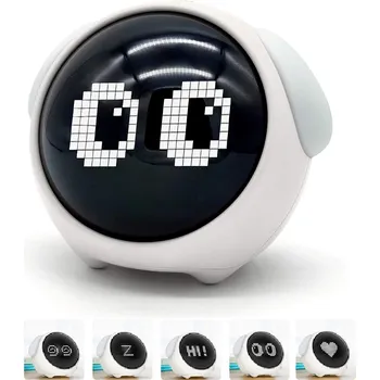 Hodiny HODINY DIGITÁLNÍ S ROZTOMILÝMI EMOTIKONAMI LED STOJÍCÍ BUDÍK TEPLOMĚR