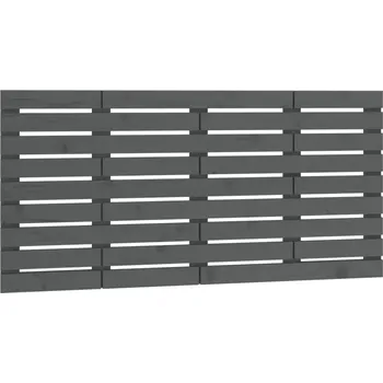 Čelo postele, šedé, 126x3x63 cm, masivní borovicové dřevo