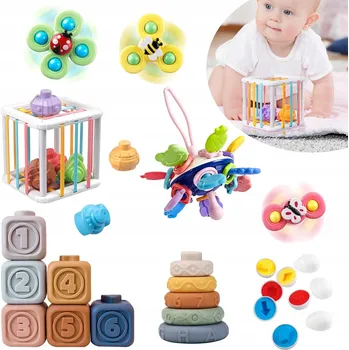 Hračka pro nejmenší Senzorická Hračka MONTESSORI Kousátko pro miminka 6v1