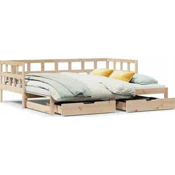 Pohovka Rozkládací pohovka se zásuvkami z masivního borovicového dřeva, 203,5 x 98 cm