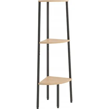 Knihovna Rohová police 3-úrovňová, ocelová, světle hnědá/černá, 45,5x31,5x120 cm