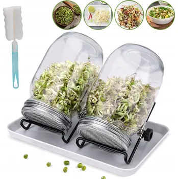 Sklenice NAKLIČOVACÍ NÁDOBA 2 KS SKLENĚNÁ PRO PĚSTOVÁNÍ EKOLOGICKÝCH KLÍČKŮ