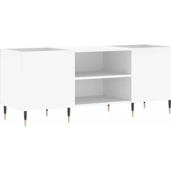 Komoda Skříňka na vinylové desky s železnýma nohama, bílá, 121x38x48 cm