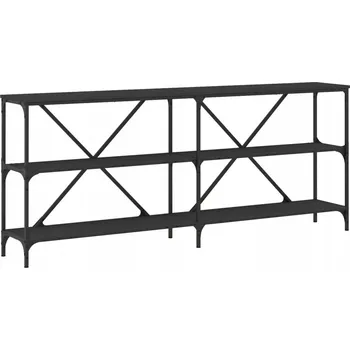 Konferenční stolek Konzolový stolek z dřevotřísky a železným rámem, černý, 180x3