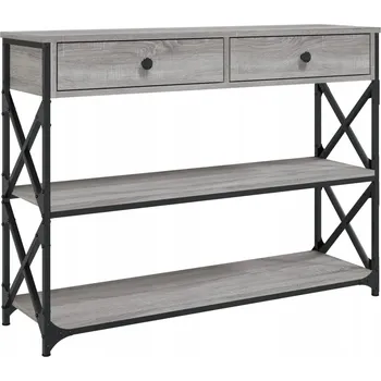 Konferenční stolek Konzolový stolek s kovovým rámem a nastavitelnými nožičkami, šedý dub Son