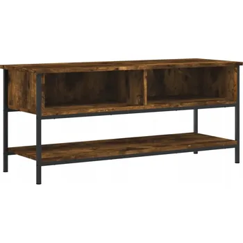 Televizní stolek TV stolek s železnýma nohama, kouřový dub, 100x35x45 cm