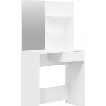 Toaletní stolek Asymetrický Toaletní Stolek se zrcadlem a Zásuvkou, Bílý, 74,5 x 40 x 141 cm