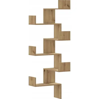 police Rohová nástěnná police z dřevotřísky, Dub Artisan, 45x45x147 cm