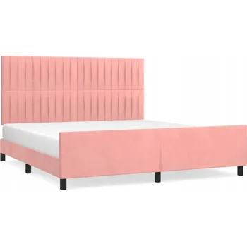 Postel Rám postele s čelem, růžový samet, 203 x 166 x 118/128 cm
