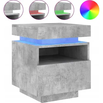 Noční stolek Noční stolek s RGB LED osvětlením, dřevěný materiál, šedá beton