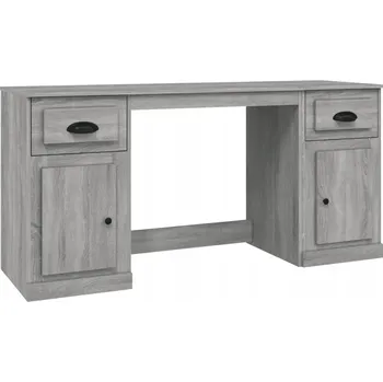 Psací stůl VidaXL Psací stůl se skříňkami, šedý dub sonoma, dřevotříska