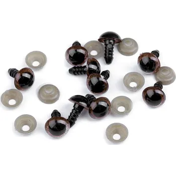 Oči s pojistkou Ø10 mm, střední, 2 hnědá