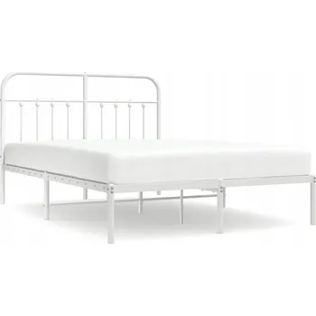 Postel Bílý kovový rám postele 207 x 146 x 100 cm, matrace 140 x 200 cm