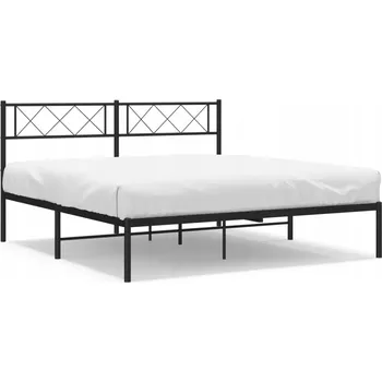 Postel Kovový rám postele 207x166x90 cm černý s úložným prostorem