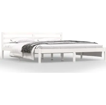 Postel Bílý rám postele z masivního borovicového dřeva 205,5 x 185,5 x 69,5 cm