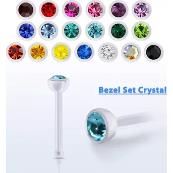 Piercing Piercing do nosu s krystalem Swarovski ANBBC25 InfinityPierce.cz (Nosní kost Bioflex, 0,8 mm (20 g) s kulatým vrškem 2,5 mm s lunetou osazenou krystaly Swarovski®)