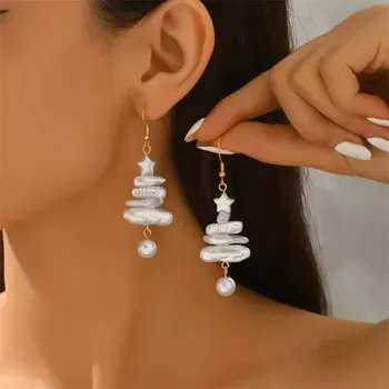 Náušnice Bijavera Vánoční perlové náušnice White Christmas Tree