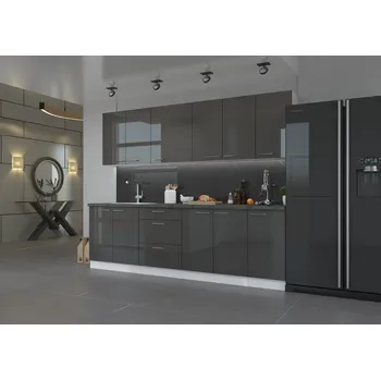 Kuchyňská linka Kuchyňská linka 260 cm Lara 1 - Bílá + Šedý lesk