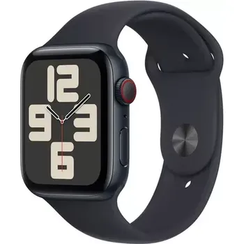 Chytré hodinky Apple Watch SE (2023) GPS + Cellular 44mm Inkoustově temné hliníkové tělo - Inkoustově temný sportovní řemínek M/L (MRH83QC/A)