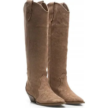 Dámské kozačky Dámské kozačky kovbojské boty OLAVOGA POINT - Hnědé (Velikost: 37)